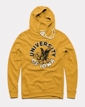 Iowa Flying Herky Circle Gold Hoodie