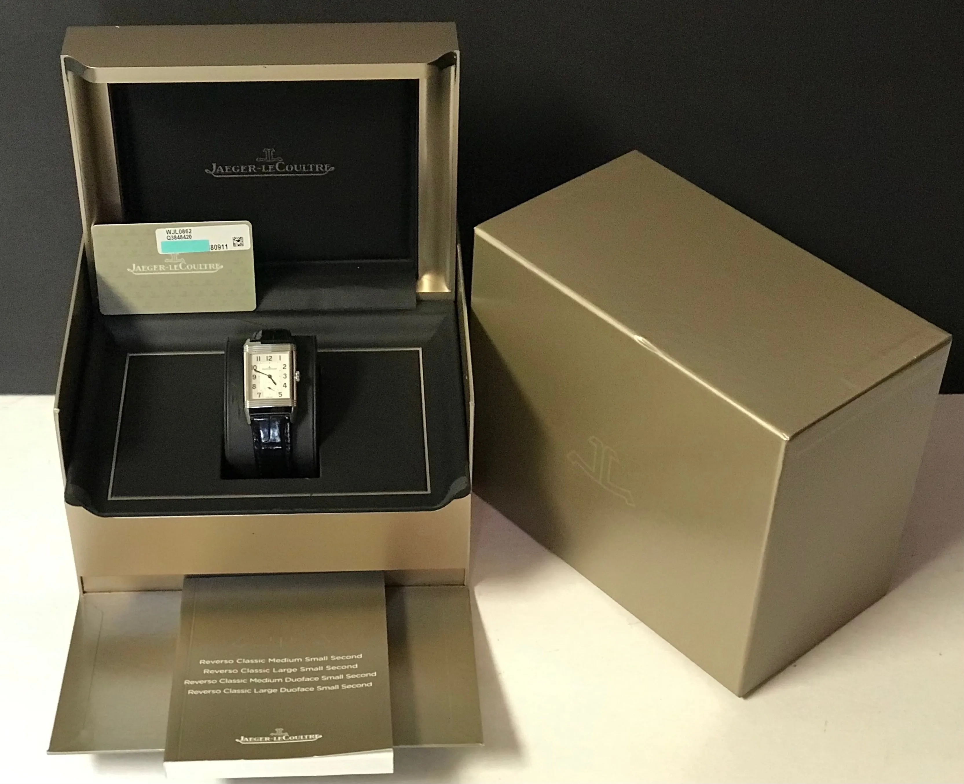 Jaeger-Lecoultre Reverso Classic Duoface Day Night 215.8.D4 Q3848420 Silver & Black Dial Hand Wind Men's Watch