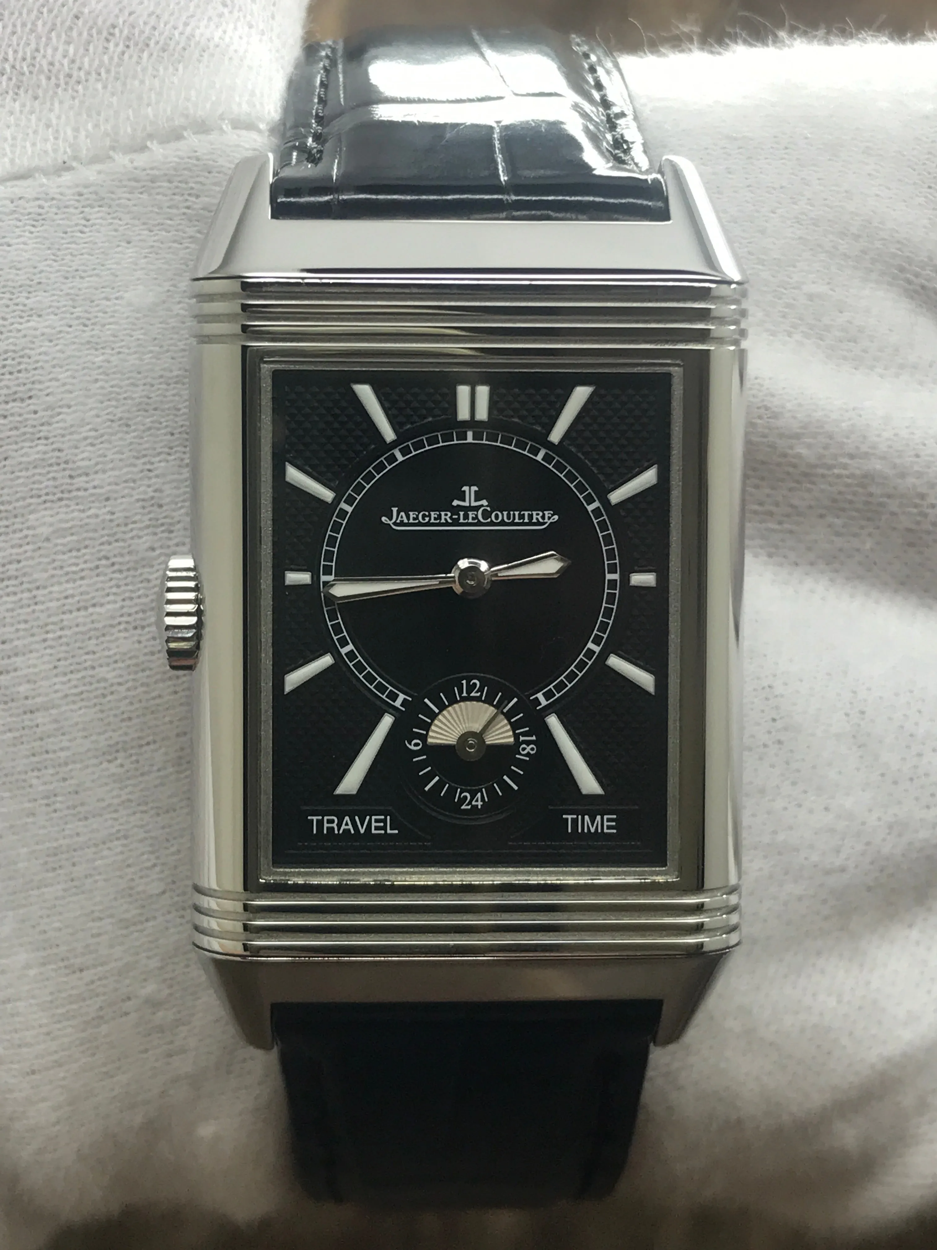 Jaeger-Lecoultre Reverso Classic Duoface Day Night 215.8.D4 Q3848420 Silver & Black Dial Hand Wind Men's Watch