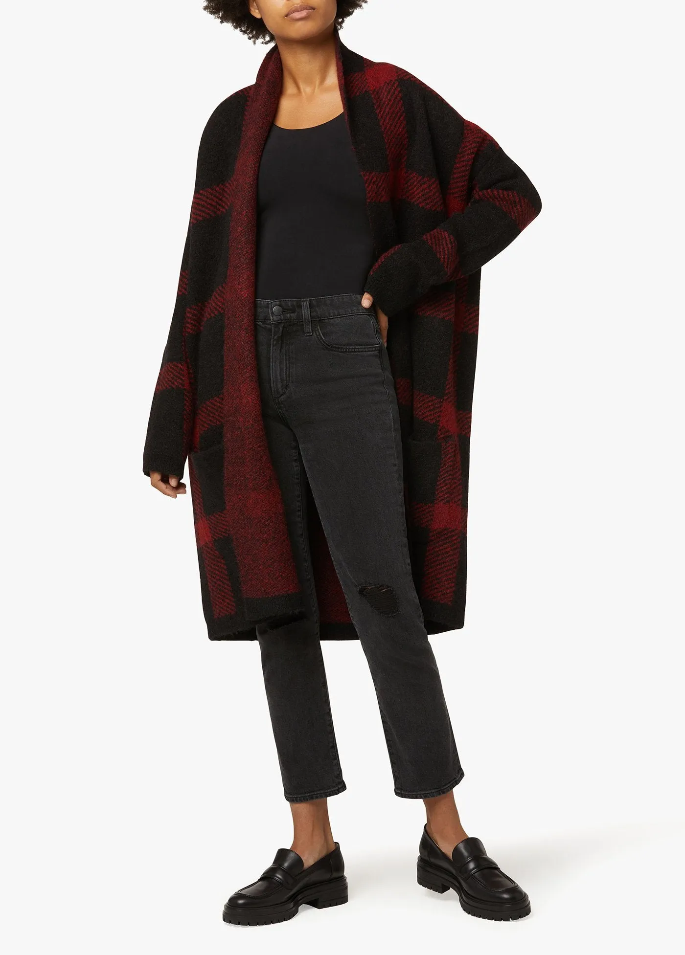 Joe's Soange Intarsia Plaid Cardigan