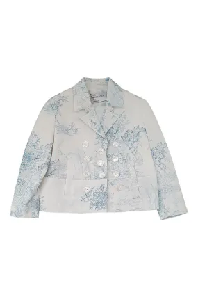 JOHN GALLIANO Kids Cotton Blend White Toile De Jouy Print Blazer (4)