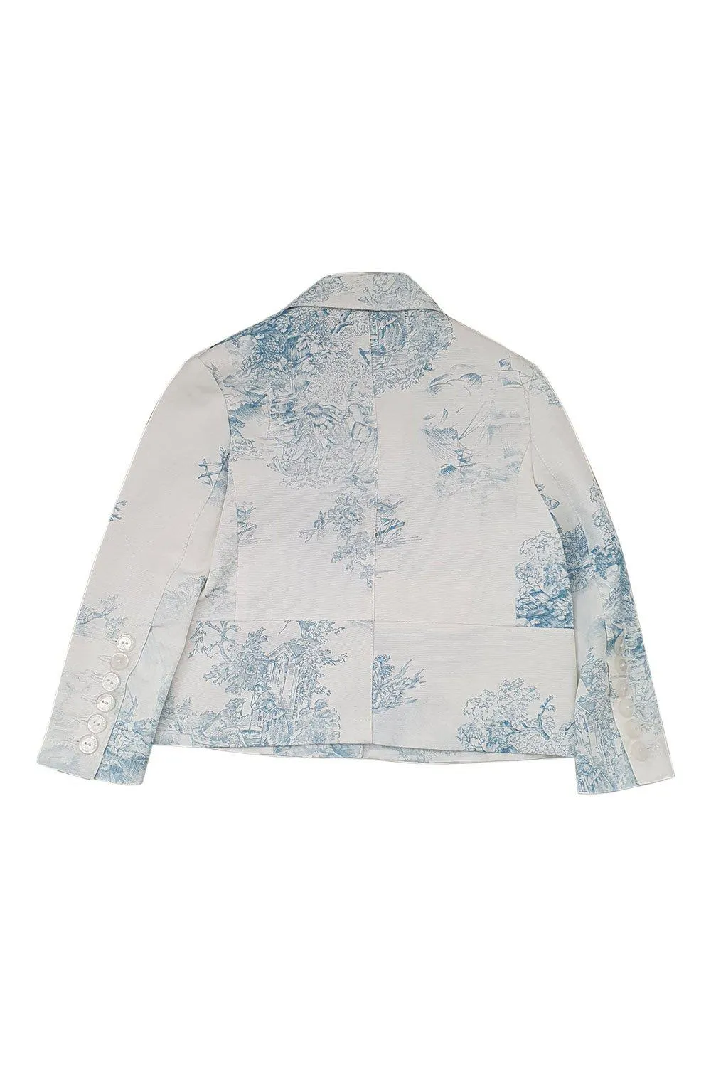 JOHN GALLIANO Kids Cotton Blend White Toile De Jouy Print Blazer (4)