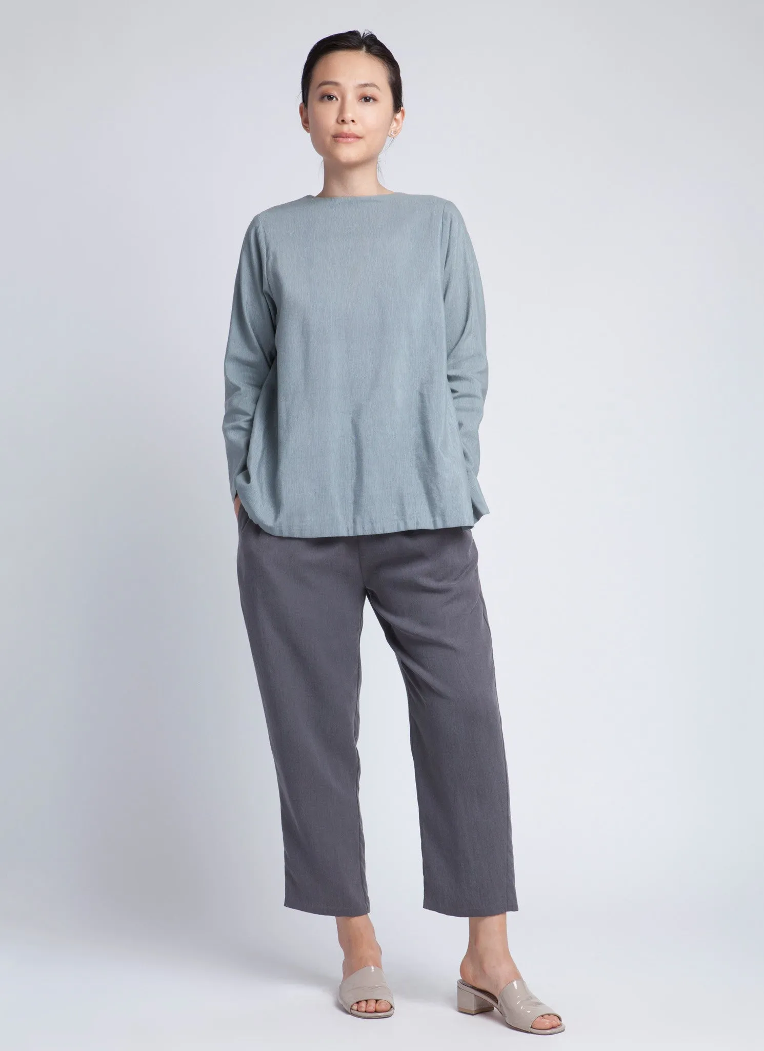 Khuê Long Sleeve Top - Blue Grey