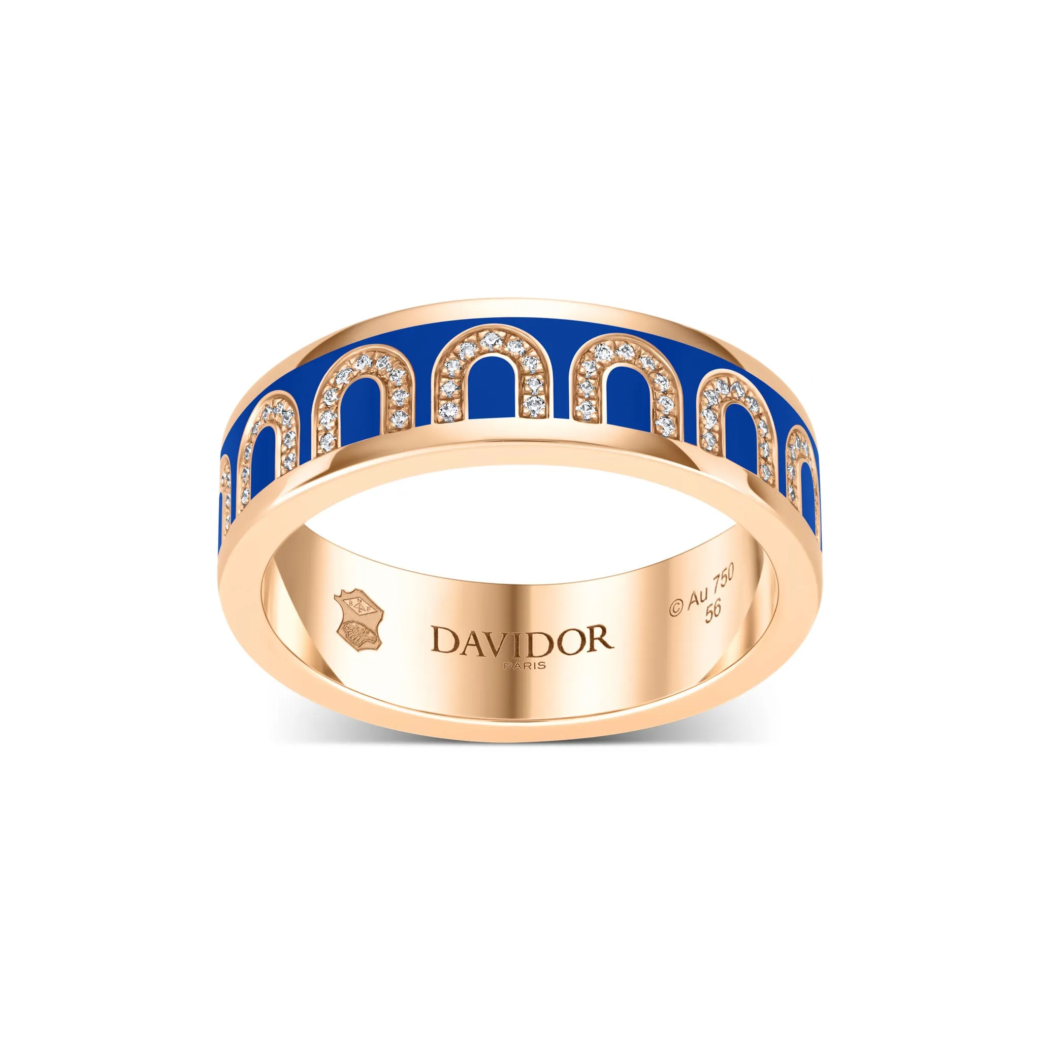 L'Arc de DAVIDOR Ring MM, 18k Rose Gold with Rivera Lacquered Ceramic and Arcade Diamonds