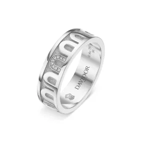 L’Arc de DAVIDOR Ring MM, 18k White Gold with Satin Finish and Porta Simple Diamonds