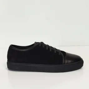 Leather and Suede Court Sneakers - Black Black