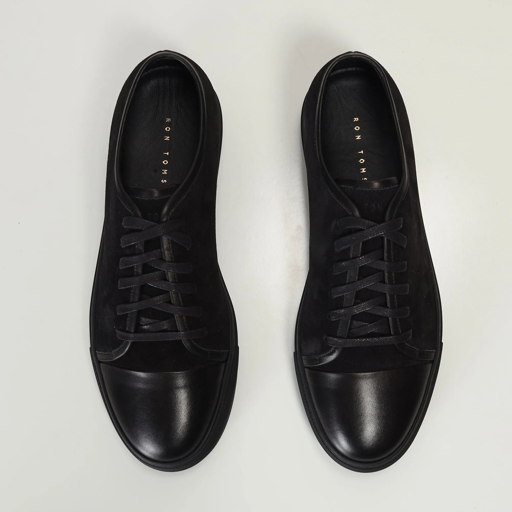 Leather and Suede Court Sneakers - Black Black