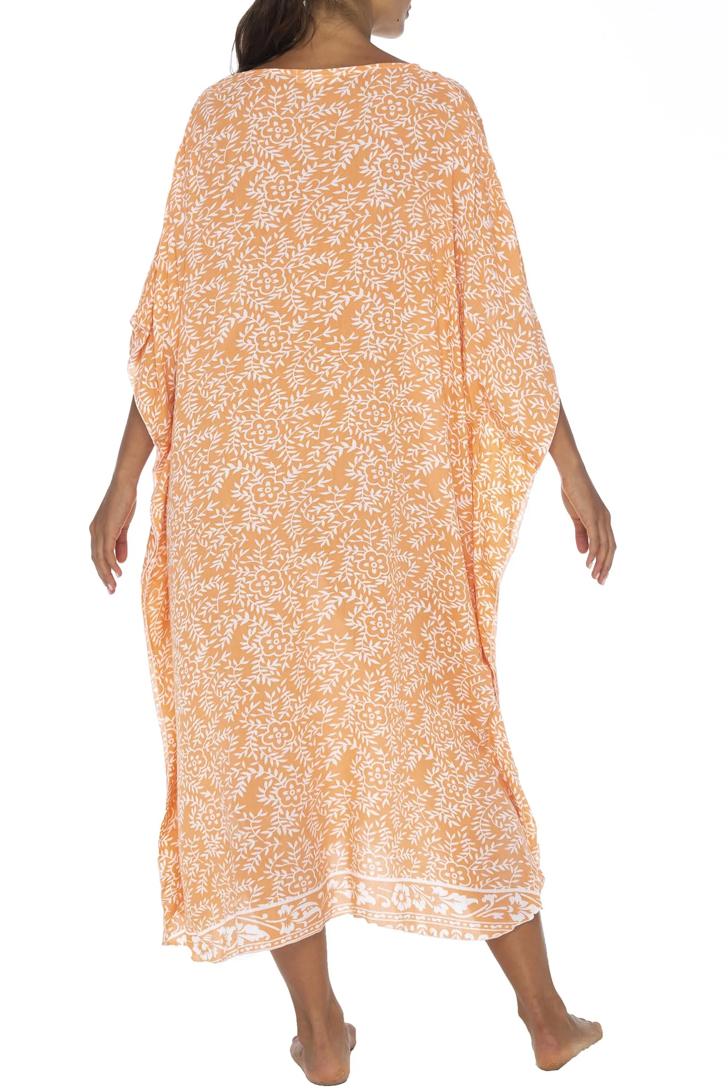 Maxi Floral Print Cover Up Caftan Dress