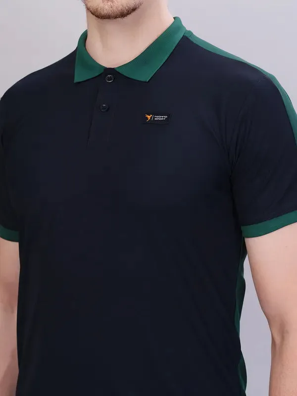 Men Colorblock Slim Fit Polo T-shirt with MATPIQ