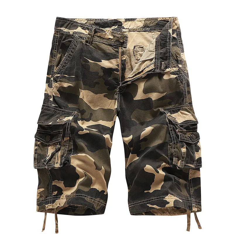 Mens Cotton Relaxed Fit Camouflage Camo Cargo Shorts-A083