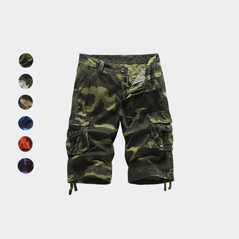 Mens Cotton Relaxed Fit Camouflage Camo Cargo Shorts-A083