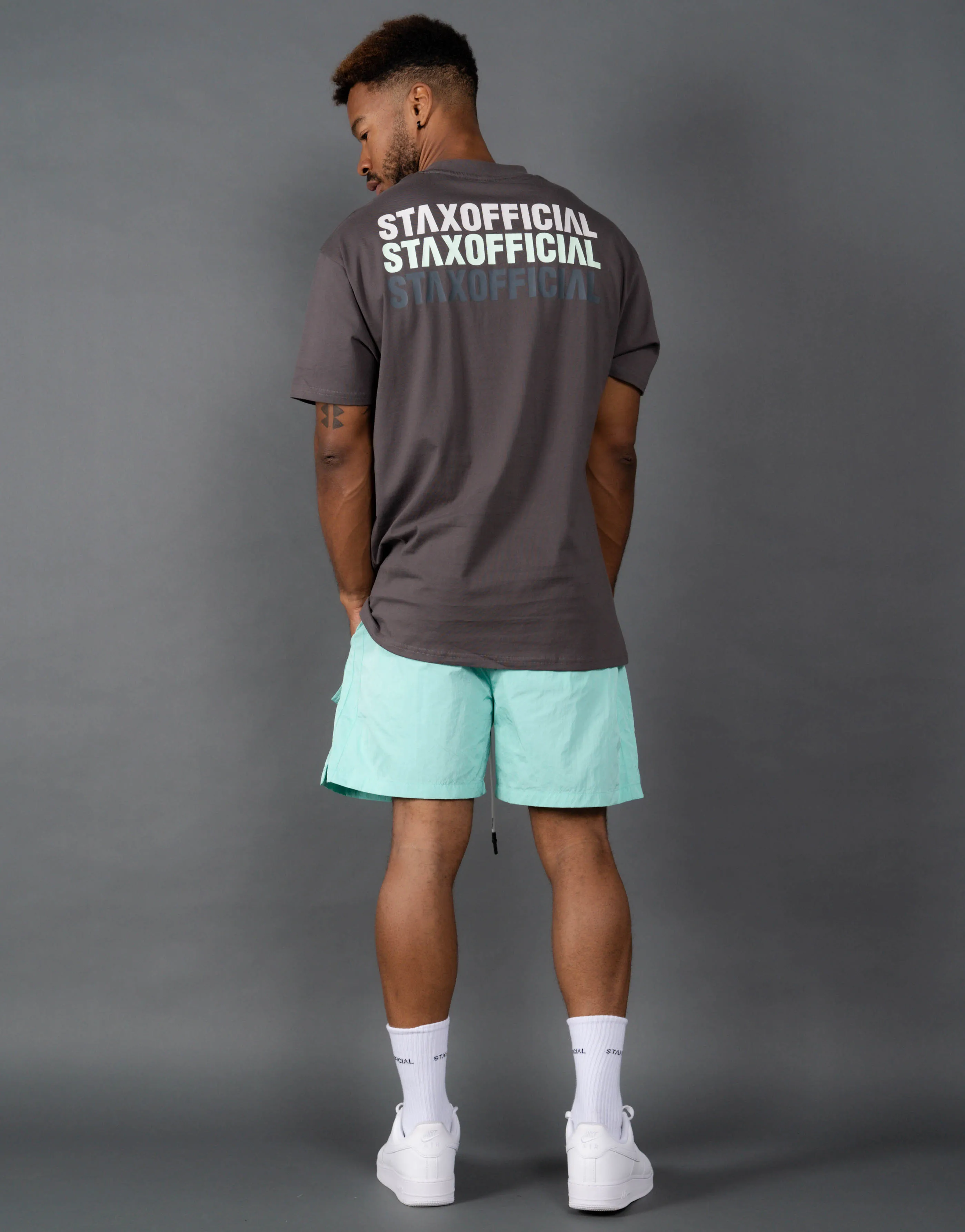 Mens Triple S Nylon Shorts - Aqua