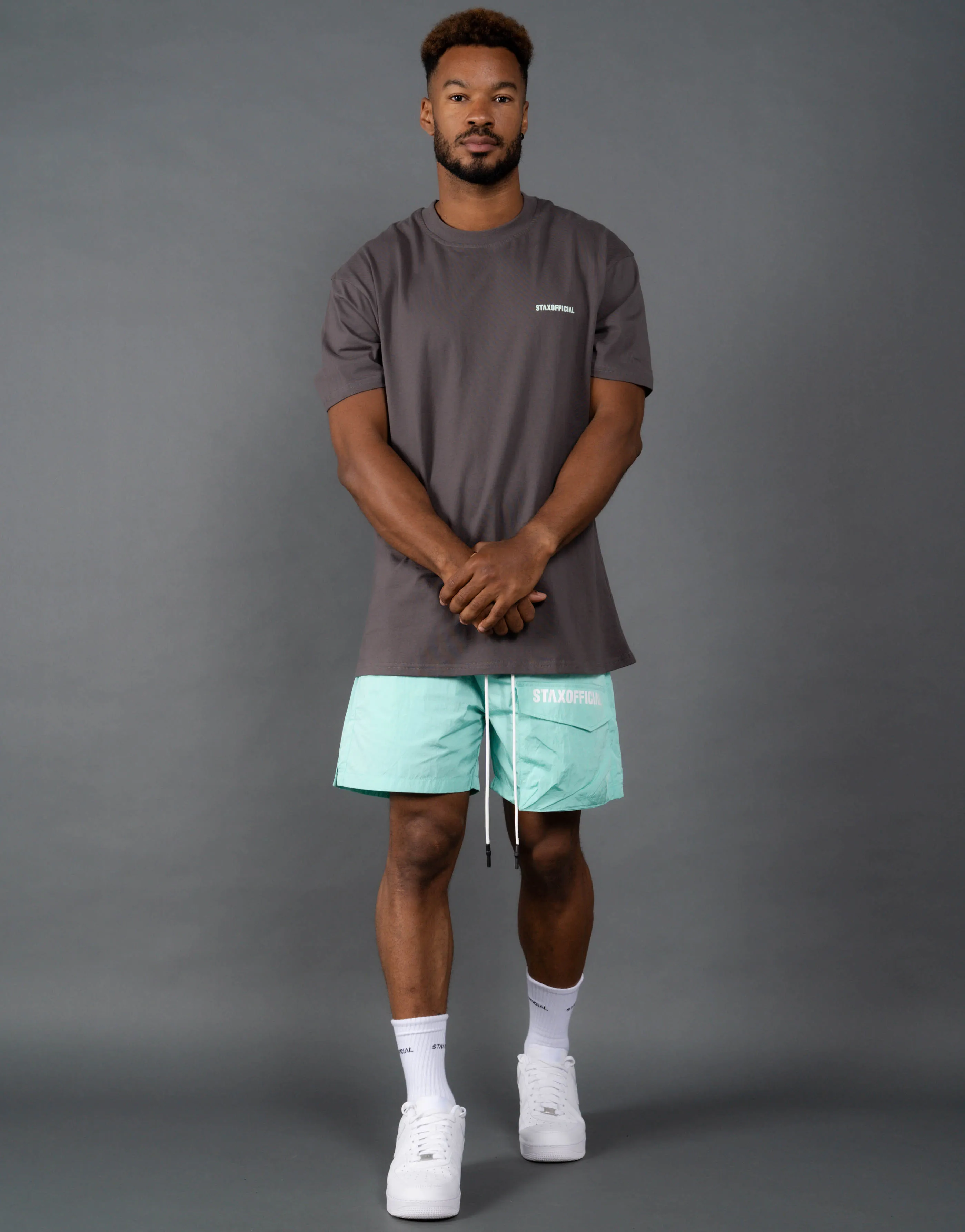 Mens Triple S Nylon Shorts - Aqua