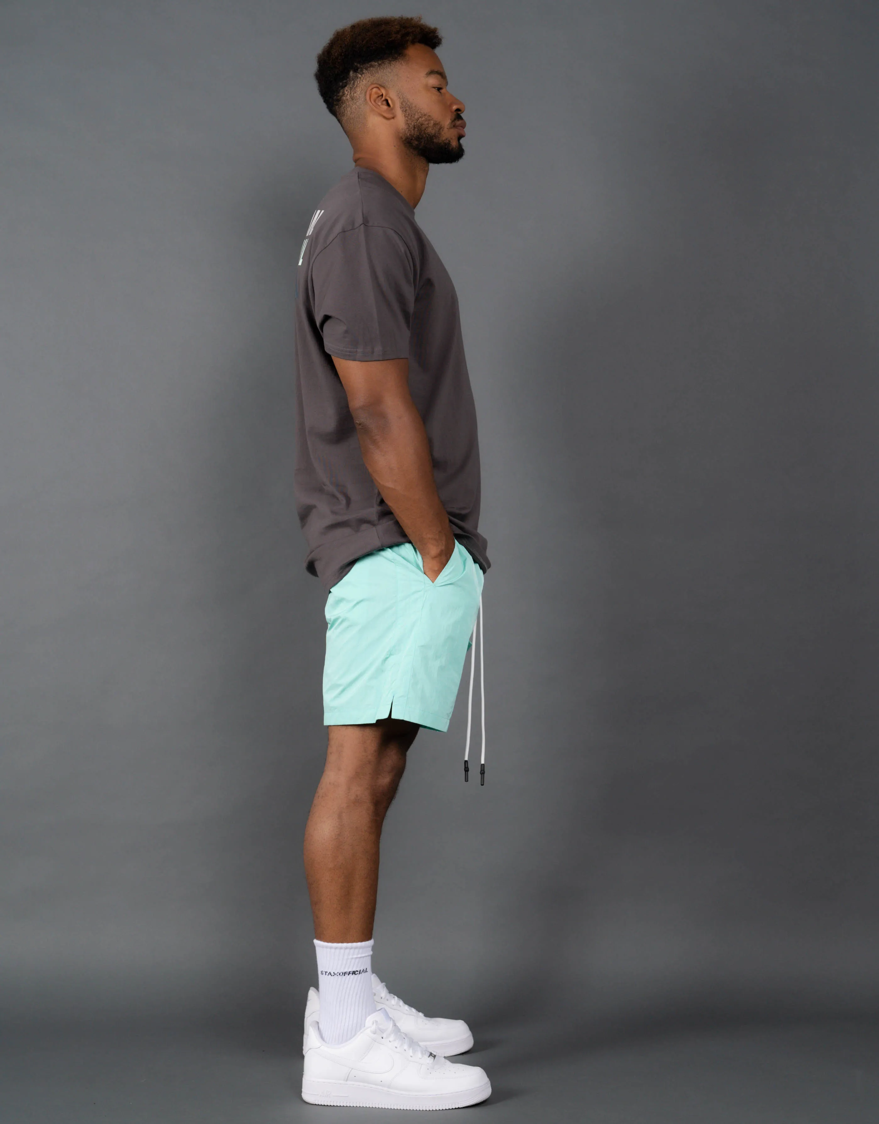 Mens Triple S Nylon Shorts - Aqua