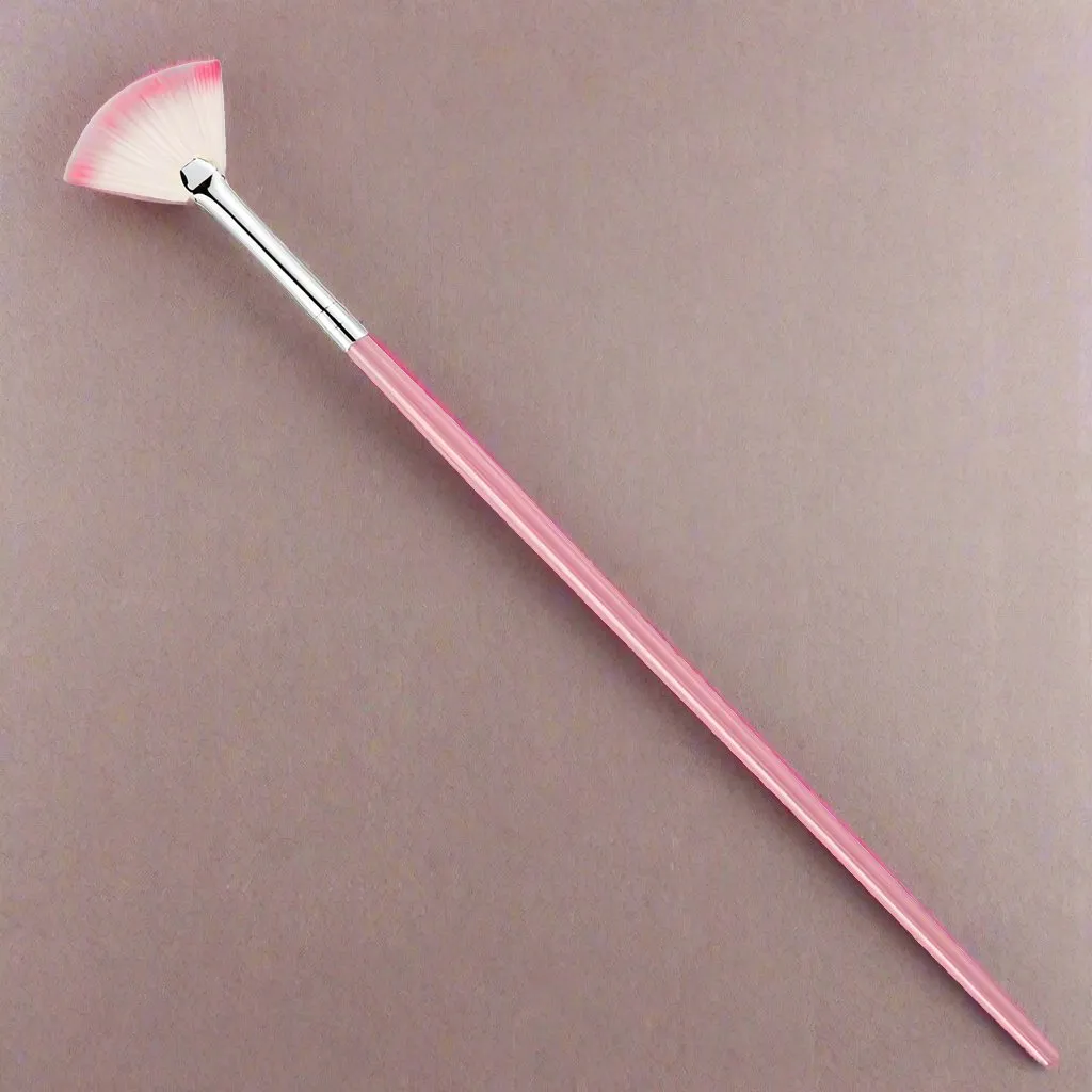 Nail Art Fan Brush Pink Handle