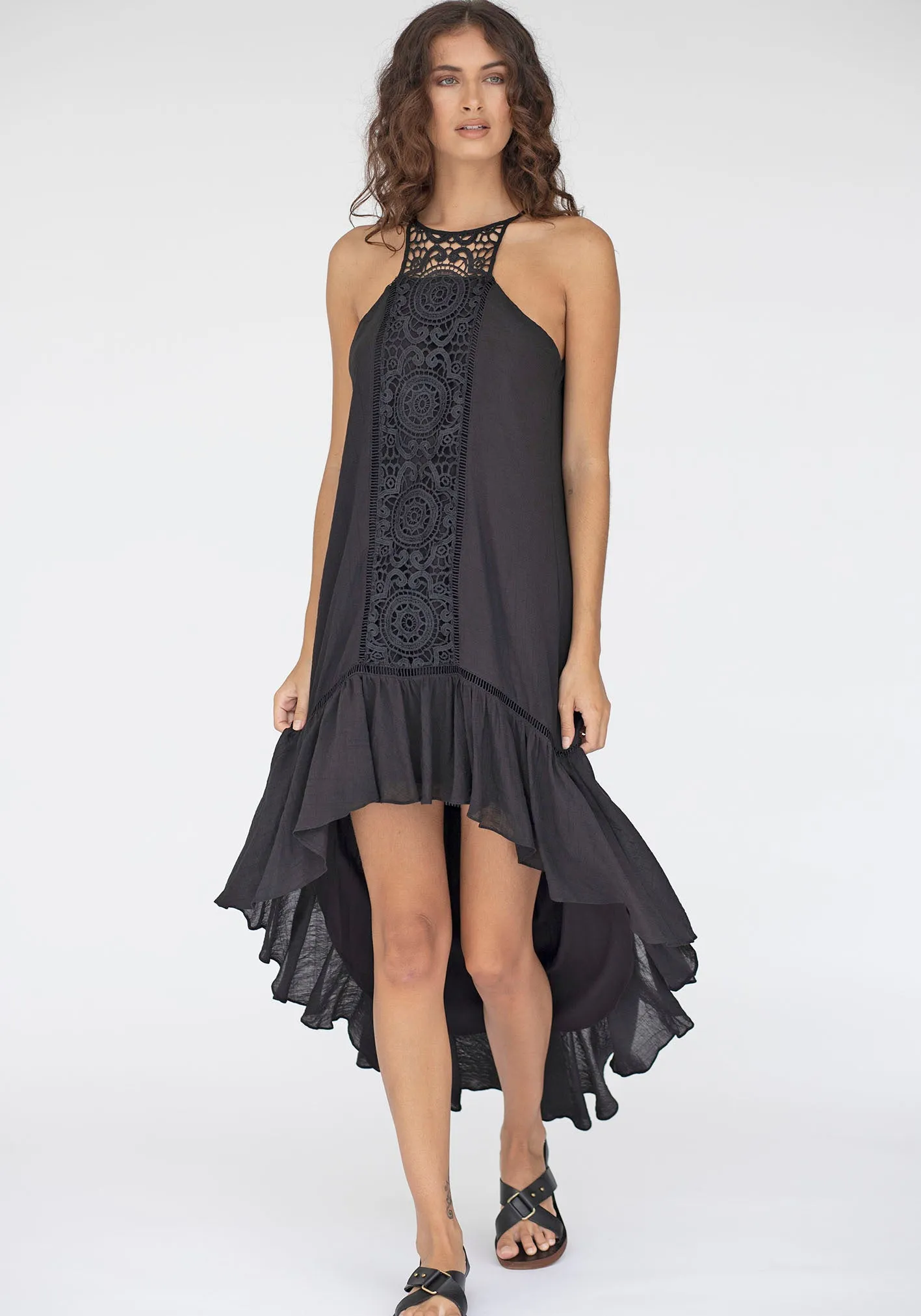 Noosa Lace Front High Low Hem Dress