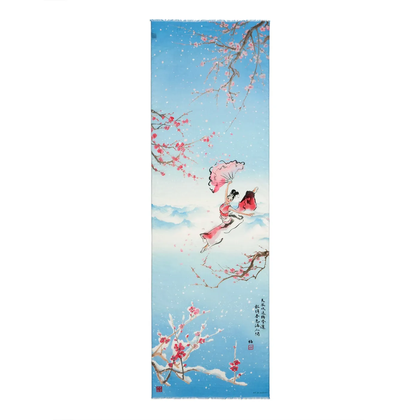 Plum Blossom Scarf - Light Blue