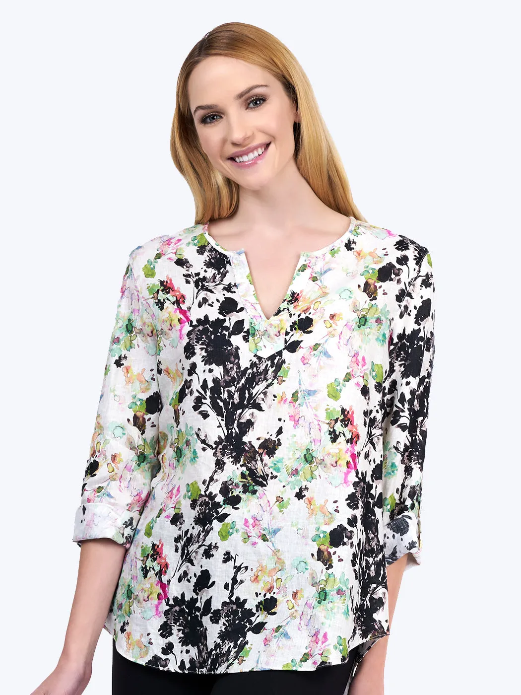 Quinta Print Linen Voile Avlyne Blouse - Final Sale