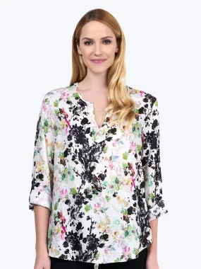 Quinta Print Linen Voile Avlyne Blouse - Final Sale