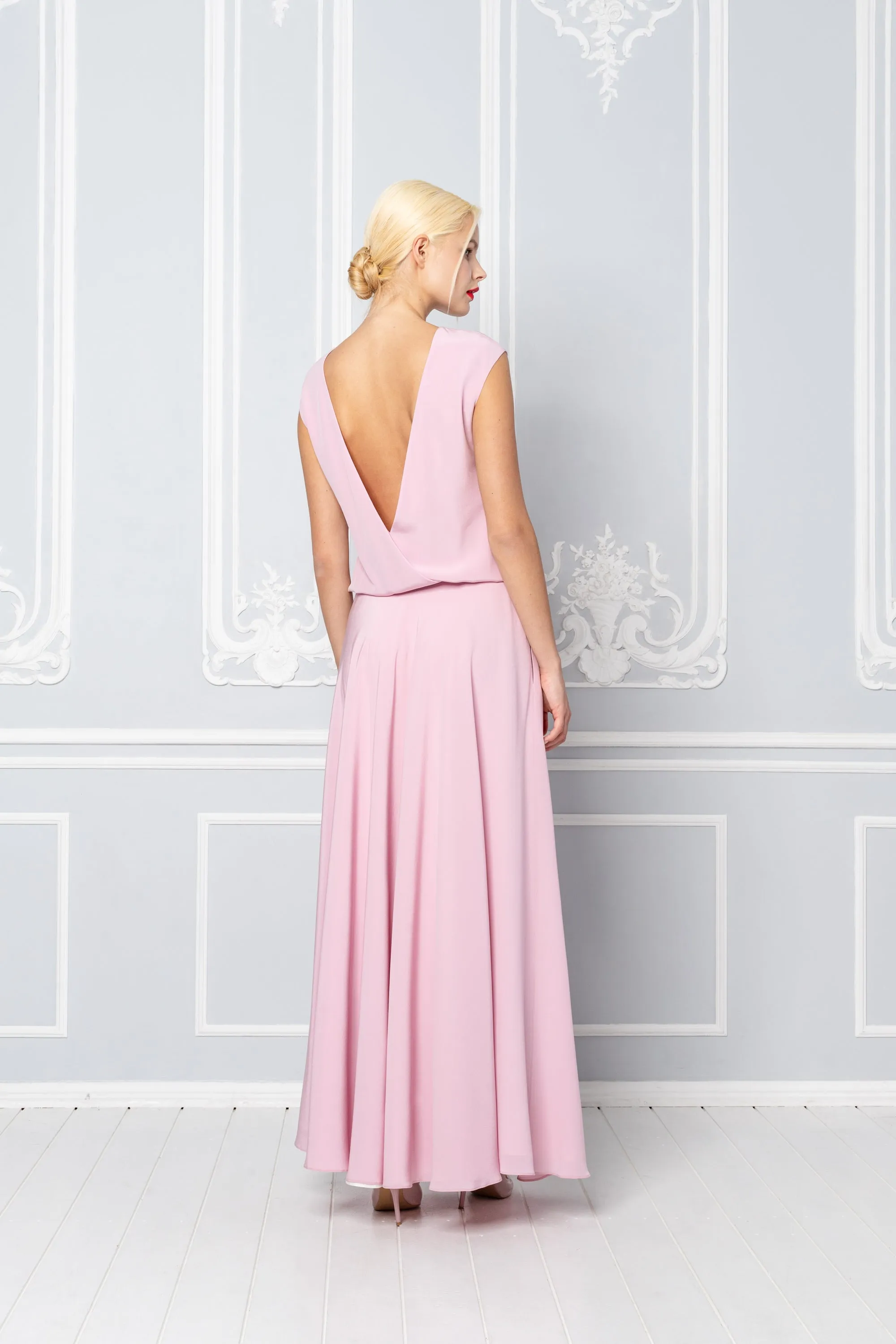 RESEDA PINK SILK GOWN