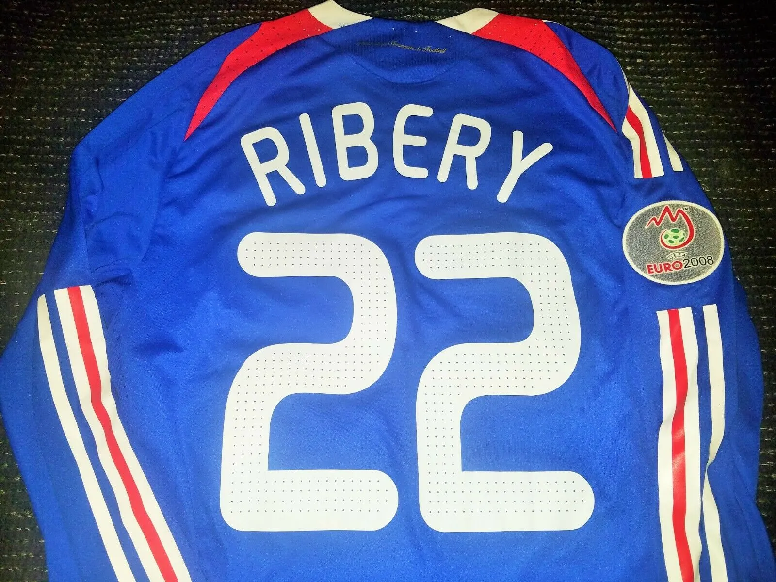 Ribery France 2007 MATCH WORN EURO CUP QUALIFIERS Long Sleeve Jersey Maillot Shirt M