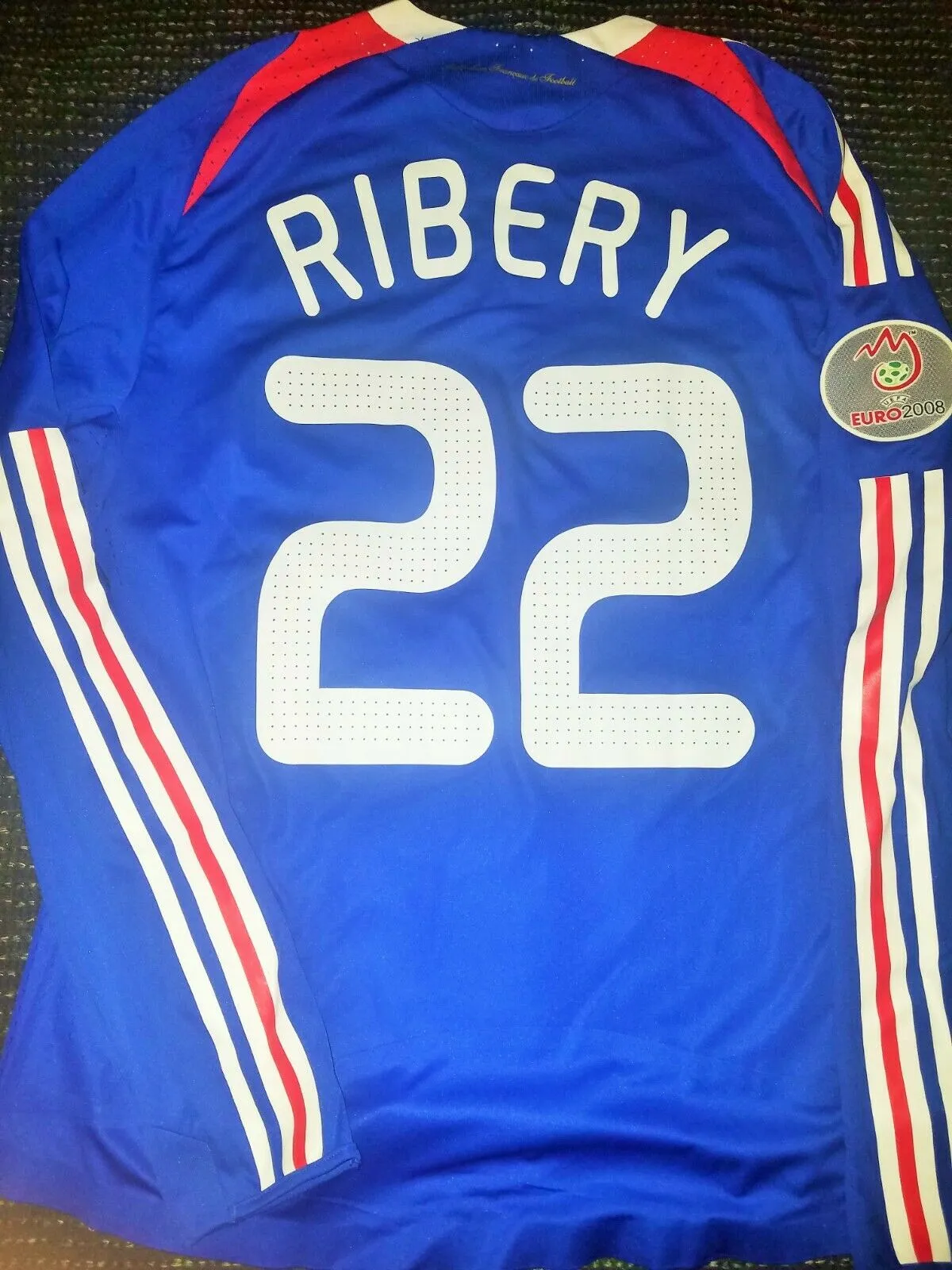 Ribery France 2007 MATCH WORN EURO CUP QUALIFIERS Long Sleeve Jersey Maillot Shirt M