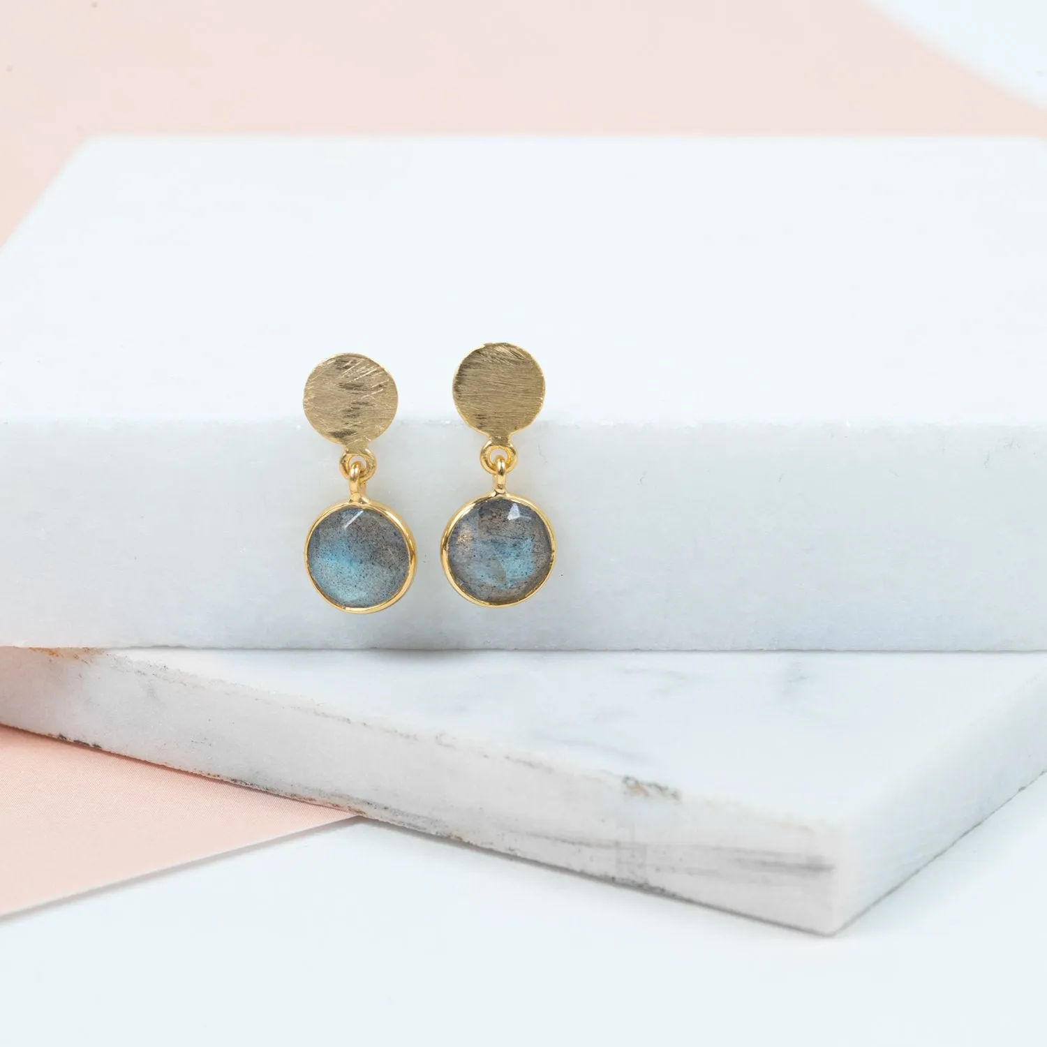 Salina Gold Vermeil Disc & Labradorite Earrings