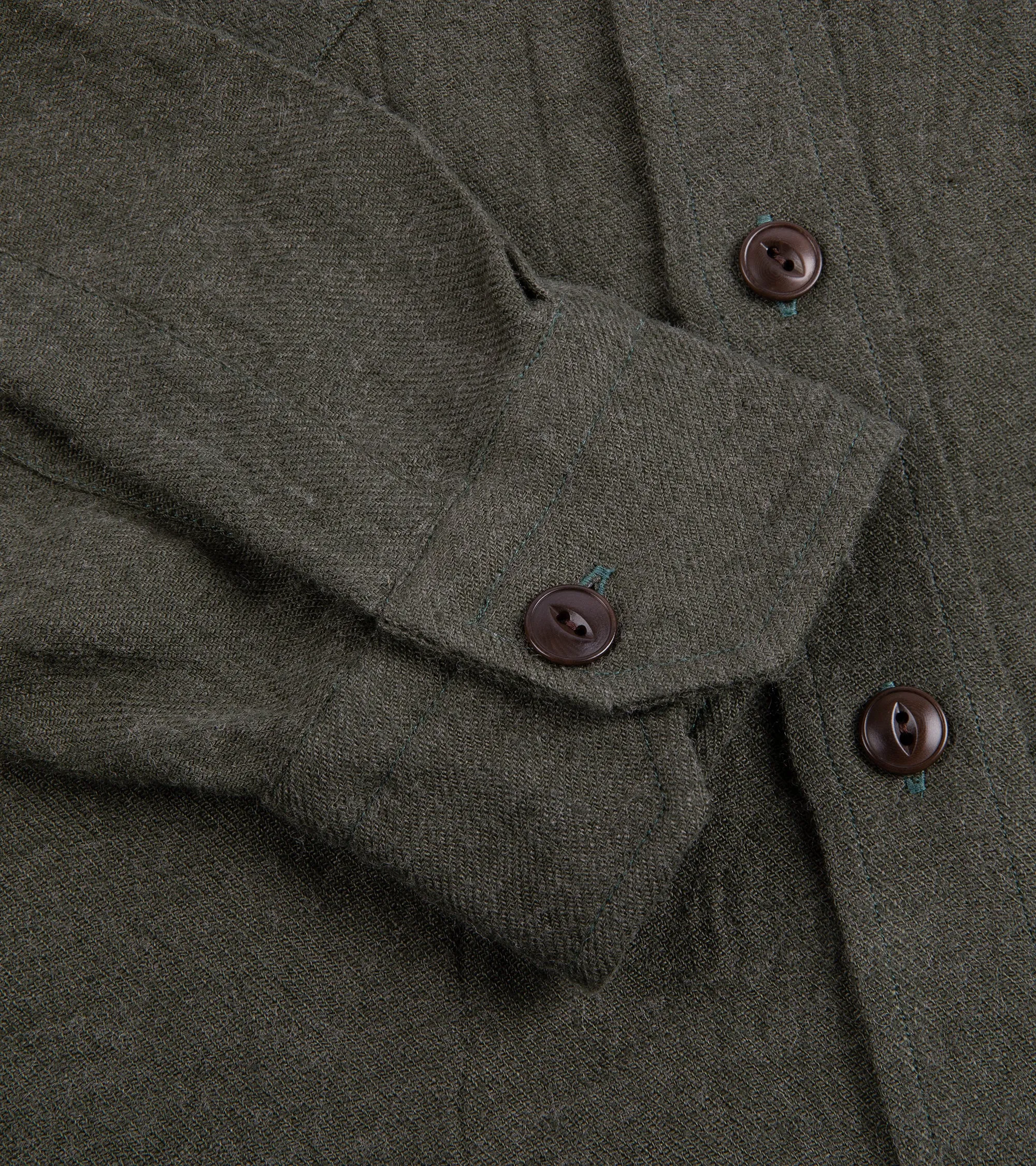 Salvatore Piccolo Wool Linen Military Shirt: Olive