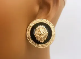 Statement Gold-plated Enamel Lion Head Stud Earrings for Women Fashion Jewelry Cute Metal Colorful Dripping Oil Earrings - AliExpress