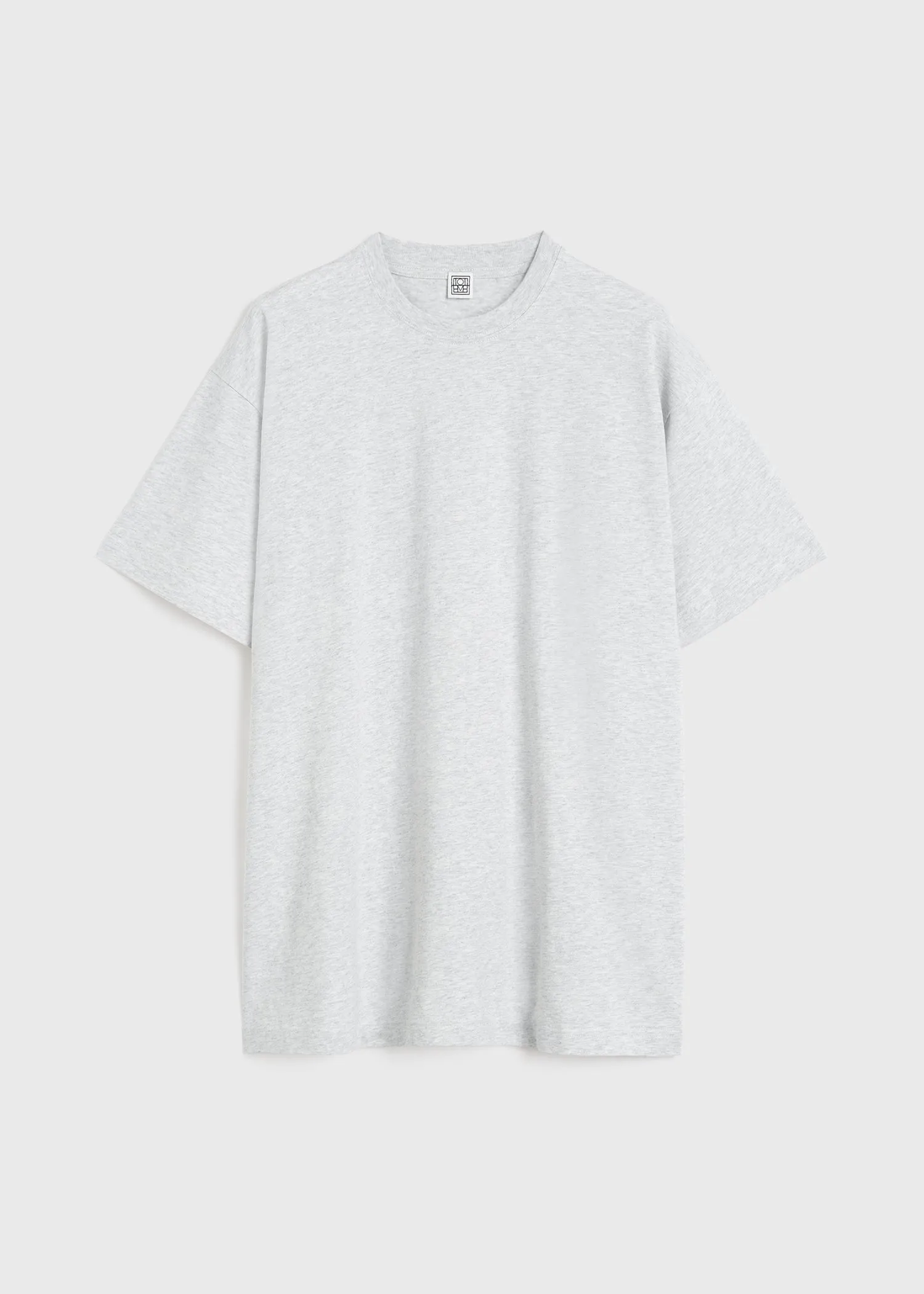 Straight cotton tee pale grey melange