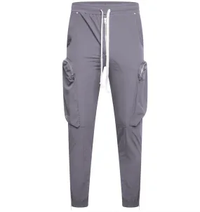 Stretch Curved Zip Nylon Cargo Pant - Grey