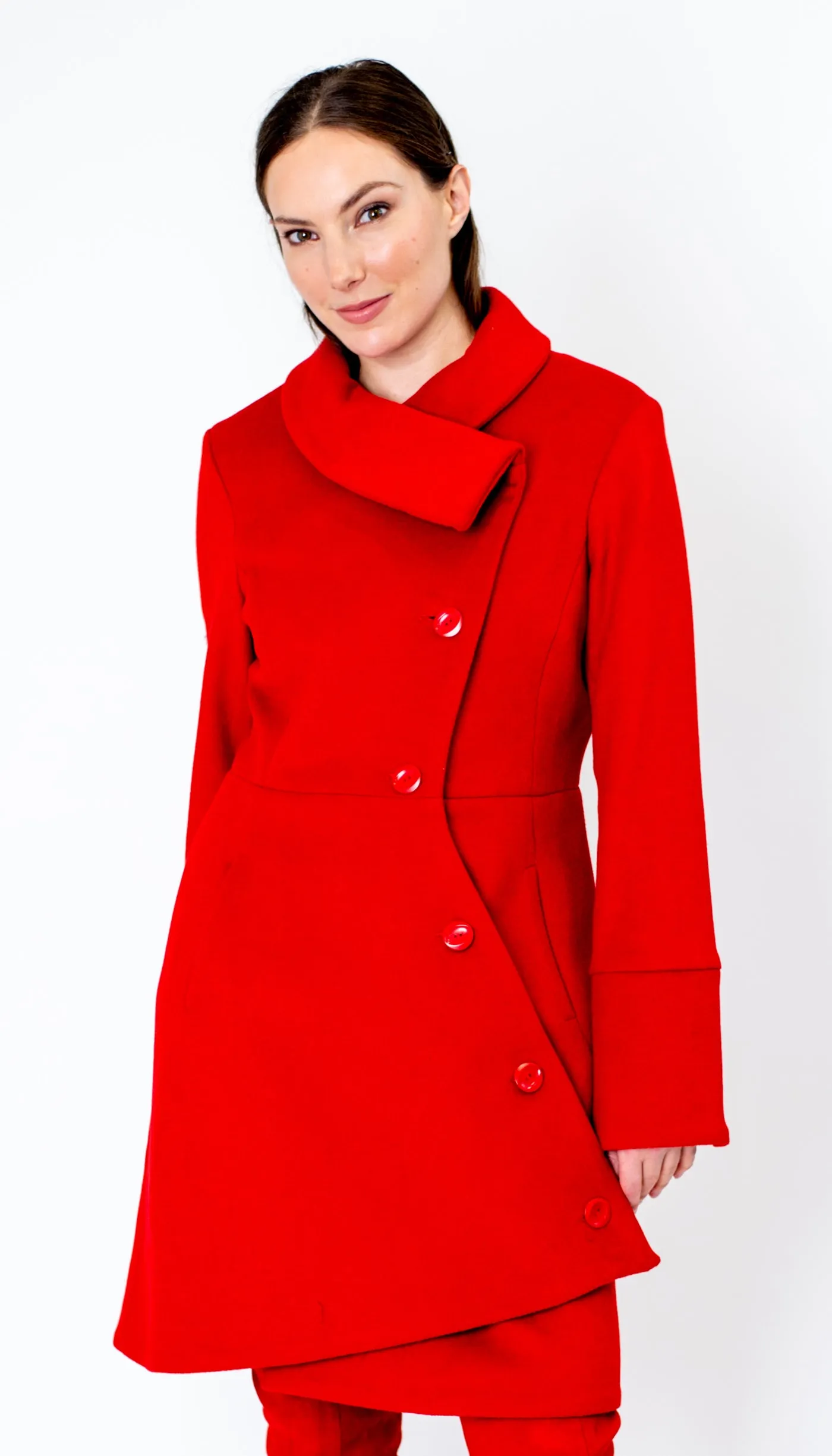 Swerve Coat  / Wool/Nylon/Cashmere /  Pomodoro Red