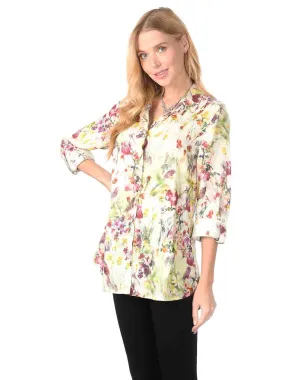 Tianello "Ezee" Print Linen "Loving" Blouse