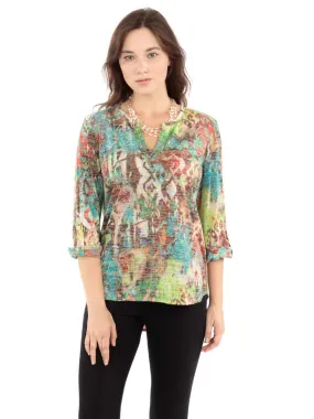 Tianello "Majestic" Print Cotton Burn Out "Avlyne" Blouse