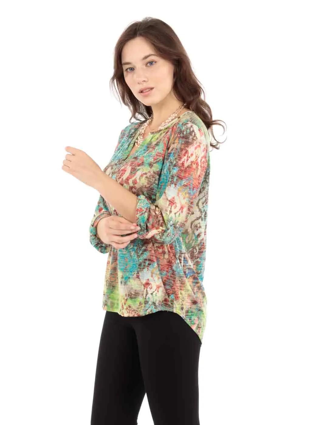 Tianello "Majestic" Print Cotton Burn Out "Avlyne" Blouse