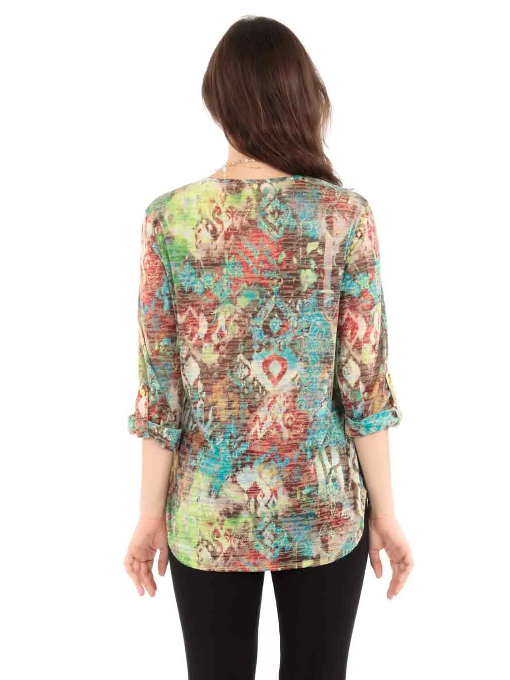 Tianello "Majestic" Print Cotton Burn Out "Avlyne" Blouse