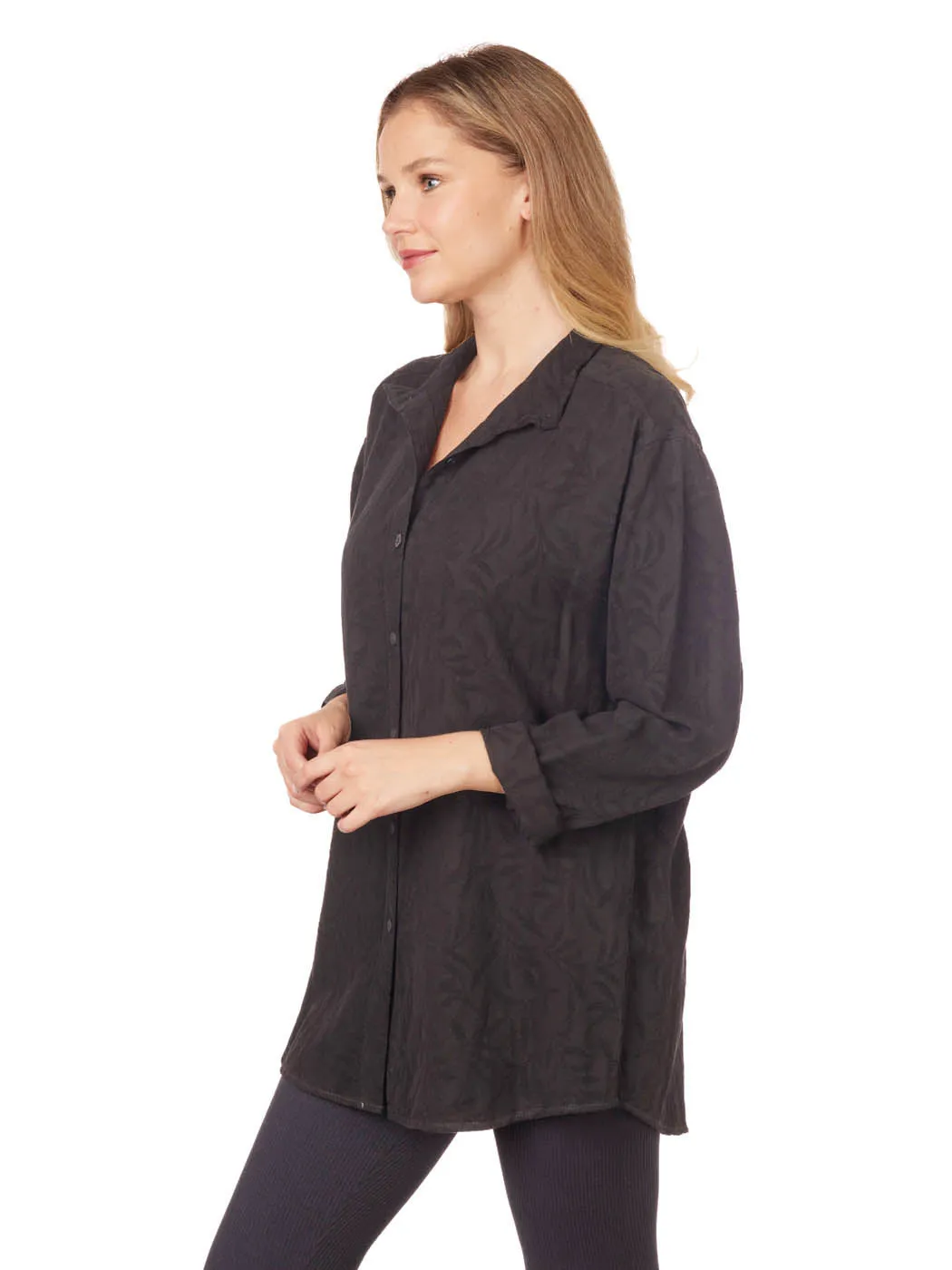 Tianello Tencel "Bella" Jacquard - Oversized L.S. "Leslie" Blouse