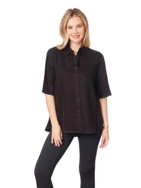 Tianello TENCEL™ Short Sleeve Camp Shirt-Black