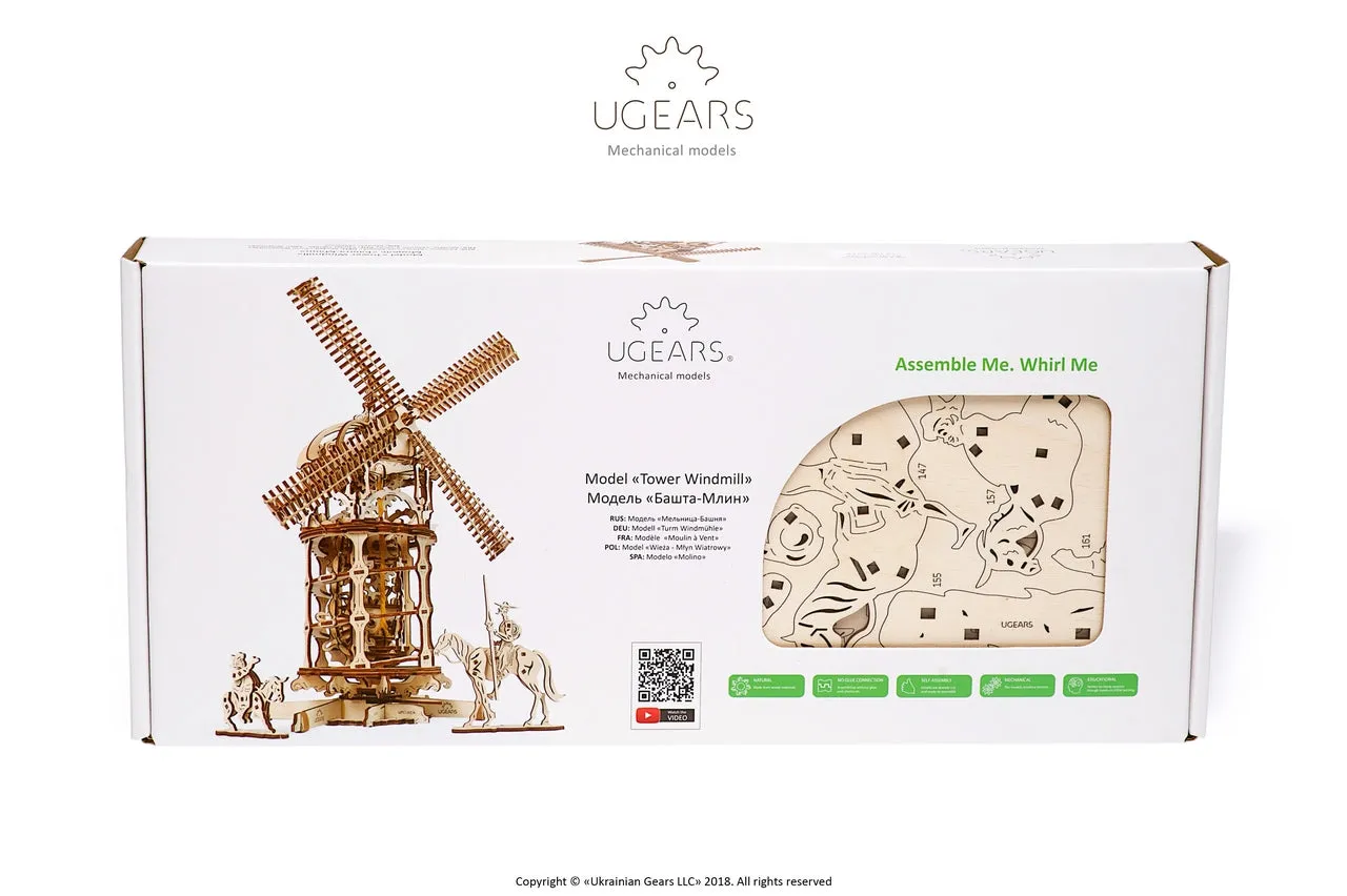 Ugears Tower Windmill ★Mechanical 3D Puzzle Kit Model Toys Gift Present Birthday Xmas Christmas Kids Adults