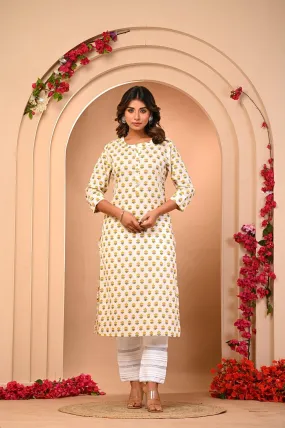 Yellow Butta Print Kurti